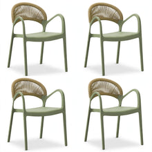 Set de 4 Sillas Daytona, Verde Claro, con Espaldar, Reposa Brazos y Diseño Minimalista