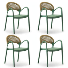 Set de 4 Sillas Daytona, Verde, con Espaldar, Reposa Brazos y Diseño Minimalista
