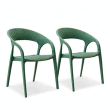 Set de 2 Sillas Axel, Verde Olivo, con Espaldar, Reposa Brazos y con Textura Trenzada