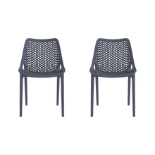 Set de 2 Sillas Miame, Gris Oscuro, con Espaldar y Reposa Brazos
