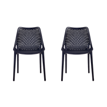 Set de 2 Sillas Miame, Negro, con Espaldar y Reposa Brazos