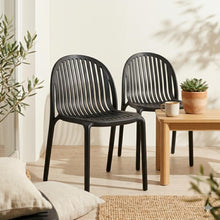 Set de 2 Sillas Marruecos, Negro, con Espaldar en Rayas y Diseño Minimalista