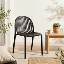 Set de 2 Sillas Marruecos, Negro, con Espaldar en Rayas y Diseño Minimalista