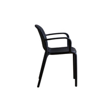 Silla Marruecos con Brazos, Negro, con Espaldar en Rayas y Diseño Minimalista