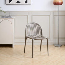 Set de 4 Sillas Marruecos, Taupe, con Espaldar en Rayas y Diseño Minimalista
