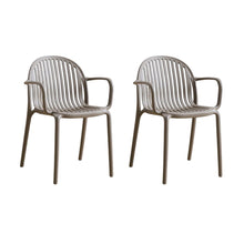 Set de 2 Sillas Marruecos con Brazos, Taupe, con Espaldar en Rayas y Diseño Minimalista
