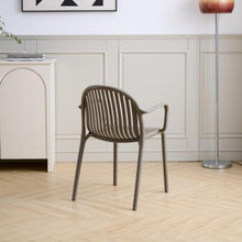 Set de 2 Sillas Marruecos con Brazos, Taupe, con Espaldar en Rayas y Diseño Minimalista