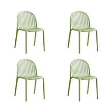 Set de 4 Sillas Marruecos, Verde Olivo, con Espaldar en Rayas y Diseño Minimalista