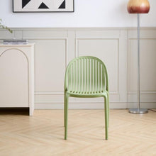 Set de 4 Sillas Marruecos, Verde Olivo, con Espaldar en Rayas y Diseño Minimalista