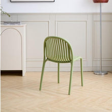 Set de 4 Sillas Marruecos, Verde Olivo, con Espaldar en Rayas y Diseño Minimalista