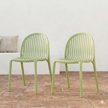 Set de 4 Sillas Marruecos, Verde Olivo, con Espaldar en Rayas y Diseño Minimalista