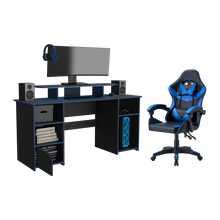 Combo para Oficina Bel, Azul y negro, Incluye Silla y Escritorio Gamer