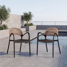 Silla Daytona, Negro y Café Claro, Con Espaldar, Reposa Brazos y Diseño Minimalista X2
