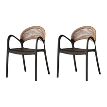 Silla Daytona, Negro y Café Claro, Con Espaldar, Reposa Brazos y Diseño Minimalista X2