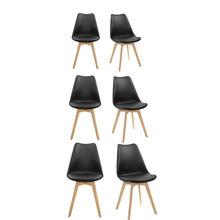 Kit de Seis Sillas Sasha, Negro y Café claro, cómodo asiento y patas en madera