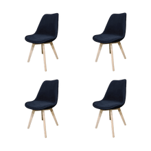 Kit de Cuatro Silla Romero, Negro y Café claro, comodo asiento y patas en madera