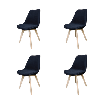 Kit de Cuatro Silla Romero, Negro y Café claro, comodo asiento y patas en madera