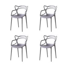 Silla Palermo, Color Gris, con Espaldar y Diseño Moderno X4