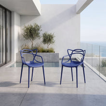 Silla Palermo, Color Azul, con Espaldar y Diseño Moderno X2