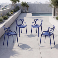 Silla Palermo, Color Azul, con Espaldar y Diseño Moderno X4