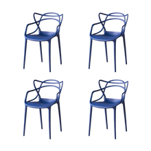 Silla Palermo, Color Azul, con Espaldar y Diseño Moderno X4