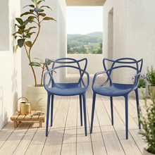 Silla Palermo, Color Azul, con Espaldar y Diseño Moderno X4
