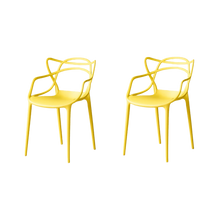 Silla Palermo, Color Amarillo, con Espaldar y Diseño Moderno X2