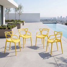 Silla Palermo, Color Amarillo, con Espaldar y Diseño Moderno X4