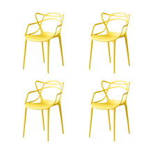 Silla Palermo, Color Amarillo, con Espaldar y Diseño Moderno X4