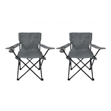 Set de 2 Sillas Plegable Camping Tanzania, Gris Oscuro, con Portavasos