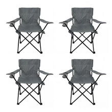 Set de 4 Sillas Plegable Camping Tanzania, Gris Oscuro, con Portavasos
