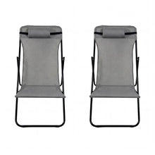 Set de 2 Sillas Plegable Reclinable Zambia, Gris Oscuro, con Tres Posiciones