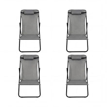 Set de 4 Sillas Plegable Reclinable Zambia, Gris Oscuro, con Tres Posiciones