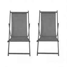Set de 2 Sillas Plegable Reclinable Kenya, Gris Oscuro, con Tres Posiciones