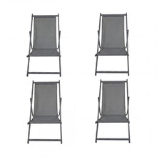 Set de 4 Sillas Plegable Reclinable Kenya, Gris Oscuro, con Tres Posiciones