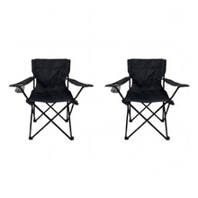 Set de 2 Sillas Plegable Camping Tanzania, Negro, con Portavasos