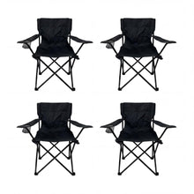 Set de 4 Sillas Plegable Camping Tanzania, Negro, con Portavasos