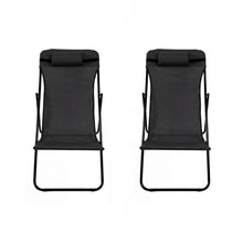 Set de 2 Sillas Plegable Reclinable Zambia, Negro, con Tres Posiciones
