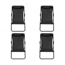 Set de 4 Sillas Plegable Reclinable Zambia, Negro, con Tres Posiciones