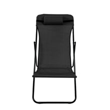 Set de 4 Sillas Plegable Reclinable Zambia, Negro, con Tres Posiciones