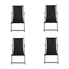 Set de 4 Sillas Plegable Reclinable Kenya, Negro, con Tres Posiciones