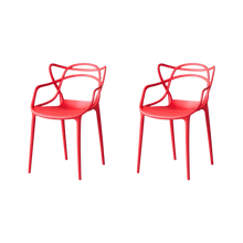Silla Palermo, Color Rojo, con Espaldar y Diseño Moderno X2