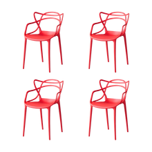 Silla Palermo, Color Rojo, con Espaldar y Diseño Moderno X4