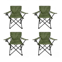 Set de 4 Sillas Plegable Camping Tanzania, Verde, con Portavasos