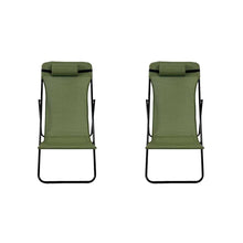 Set de 2 Sillas Plegable Reclinable Zambia, Verde, con Tres Posiciones