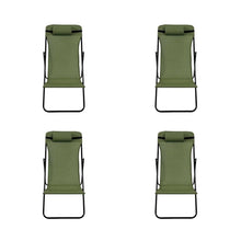 Set de 4 Sillas Plegable Reclinable Zambia, Verde, con Tres Posiciones