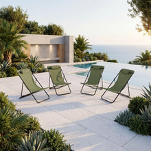 Set de 4 Sillas Plegable Reclinable Zambia, Verde, con Tres Posiciones
