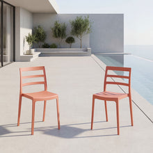 Silla New York, Terracota, Con espaldar en líneas y diseño minimalista X2