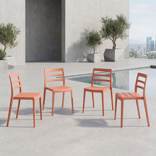 Silla New York, Terracota, Con espaldar en líneas y diseño minimalista X4