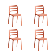 Silla New York, Terracota, Con espaldar en líneas y diseño minimalista X4